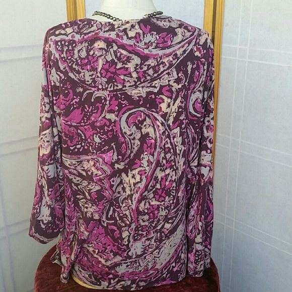 ♋Coldwater Creek Abstract Paisley Plus Top - Picture 3 of 6